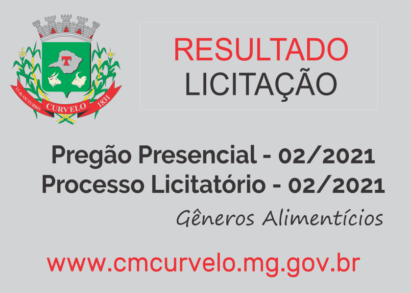 RESULTADO DE LICITAÇÃO - PREGÃO PRESENCIAL 02/2021 - GÊNEROS ALIMENTÍCIOS