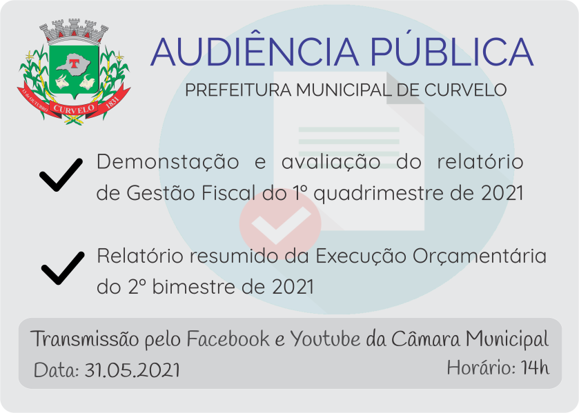 AUDIÊNCIA PÚBLICA - PREFEITURA MUNICIPAL DE CURVELO - 31.05.2021