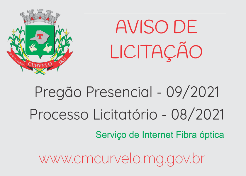 LICITAÇÃO - PREGÃO PRESENCIAL 09/2021 - FORNECIMENTO DE INTERNET FIBRA ÓPTICA