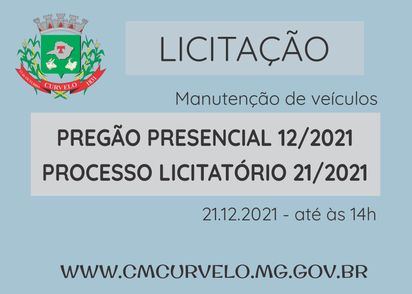 LICITAÇÃO - PREGÃO PRESENCIAL 12/2021 - MANUTENÇÃO EM VEÍULOS
