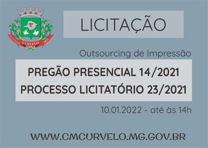 LICITAÇÃO - PREGÃO PRESENCIAL 14/2021 - OUTSOURCING DE IMPRESSÃO