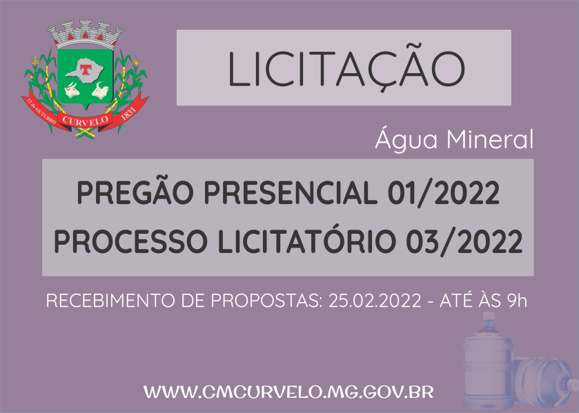 LICITAÇÃO - PREGÃO PRESENCIAL 01/2022 - ÁGUA MINERAL