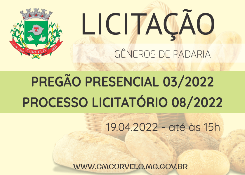 LICITAÇÃO - PREGÃO PRESENCIAL - 03/2022 - GÊNEROS DE PADARIA