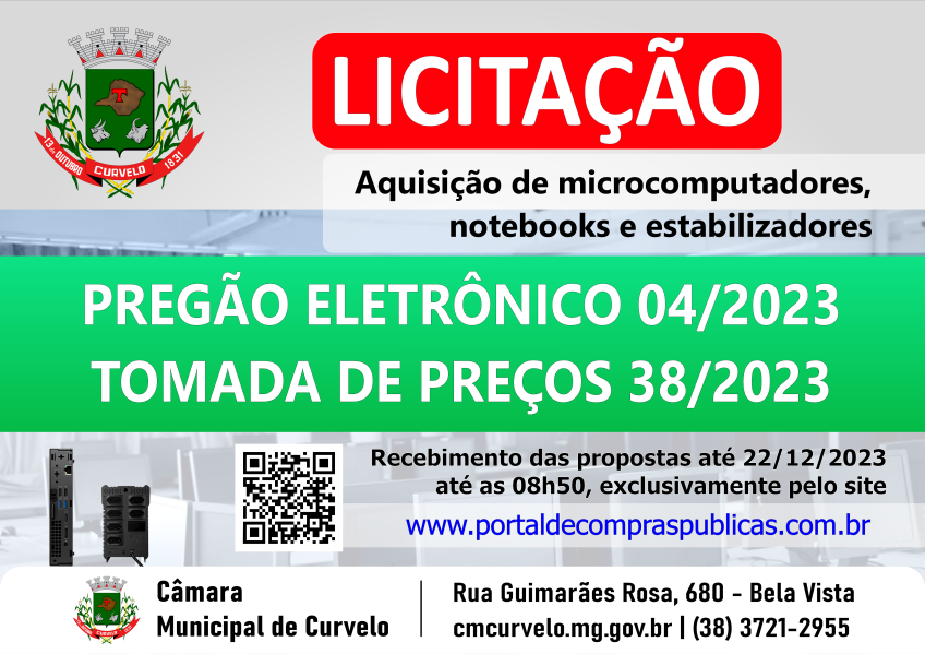 LICITAÇÃO - PREGÃO ELETRÔNICO 04/2023 - AQUISIÇÃO DE MICROCOMPUTADORES, NOTEBOOKS E ESTABILIZADORES 