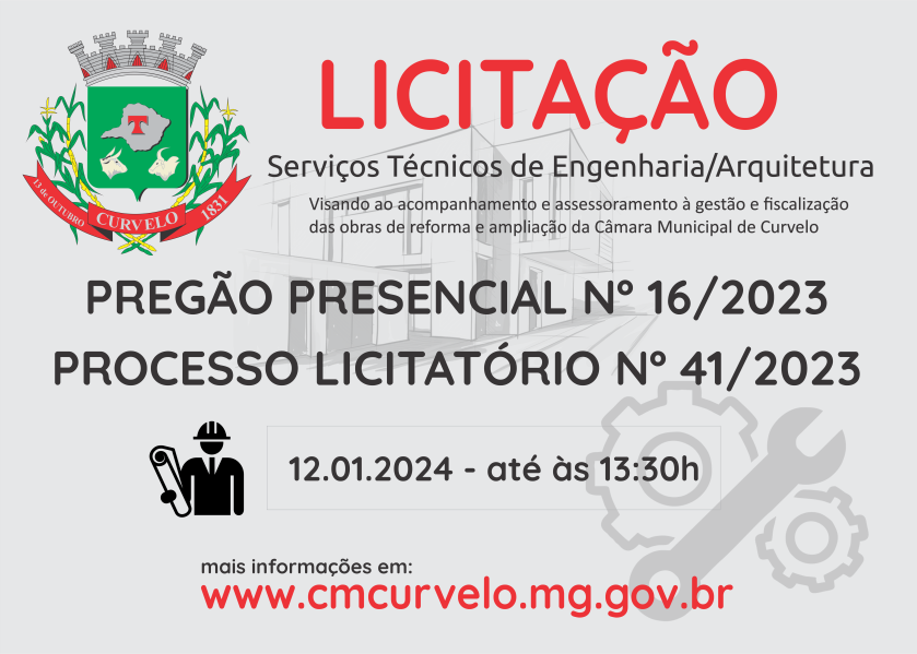LICITAÇÃO - PREGÃO PRESENCIAL 16/2023 - SERVIÇOS TÉCNICOS DE ENGENHARIA/ARQUITETURA