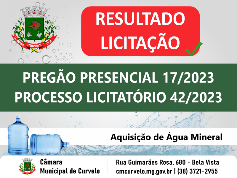 RESULTADO - PREGÃO PRESENCIAL 17/2023 - AQUISIÇÃO DE ÁGUA MINERAL