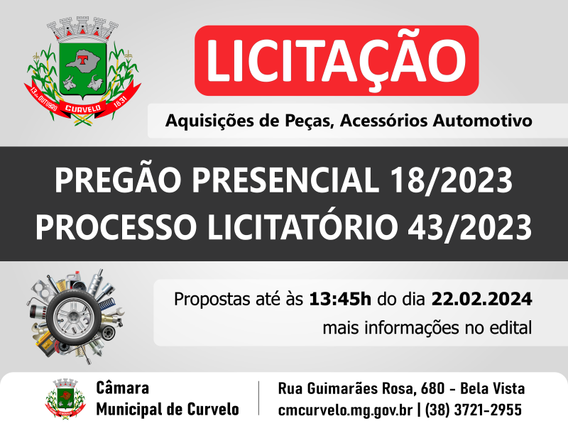 LICITAÇÃO - PREGÃO PRESENCIAL 18/2023 - AQUISIÇÕES DE PEÇAS E ACESSÓRIOS